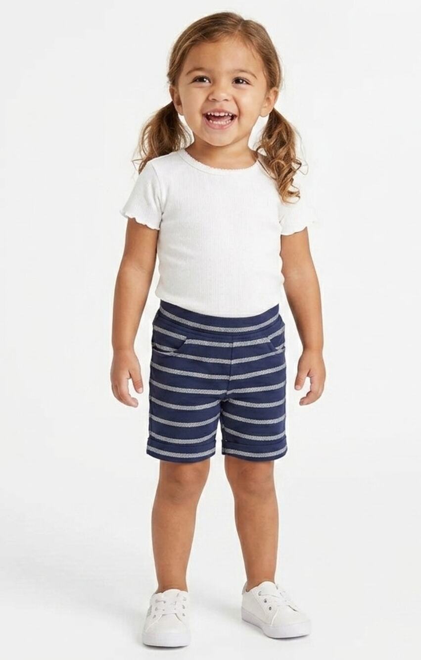 Epic Threads Shorts Toddler Girls 2T Pull On Navy Silver Sparkle Stripe Summer